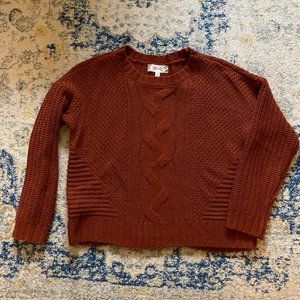 Burnt Sienna Cable Sweater, Pink Rose, Med